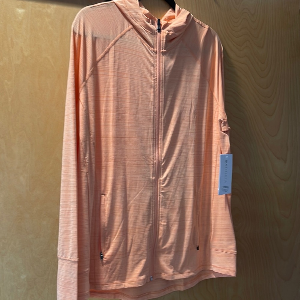 NWT Athleta 1X Pacifica Illume UPF Relaxed Jacket - Pale Orange Stripe